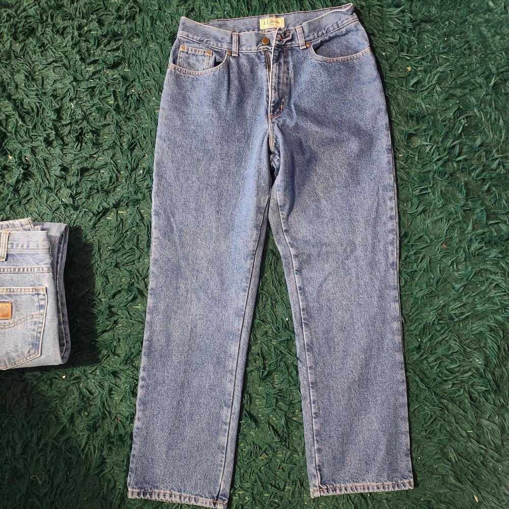 Vintage L.L.Bean Plaid Flannel Lined Jeans USA Workwear 30x30